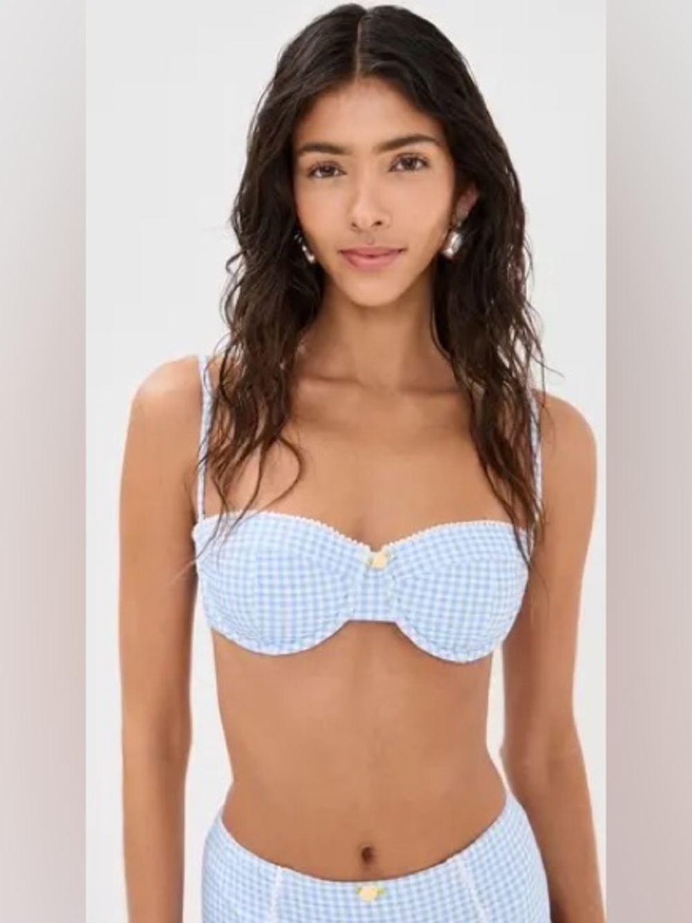 STAUD Jo Blue Gingham Balconette Bra